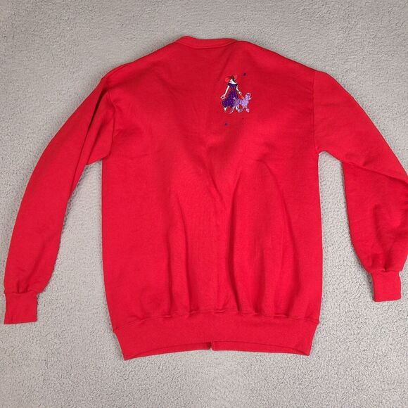 Vintage Jerzees Cardigan Sweater Womens One Size Red Embroidered Lady Poodle‎ - Picture 9 of 15